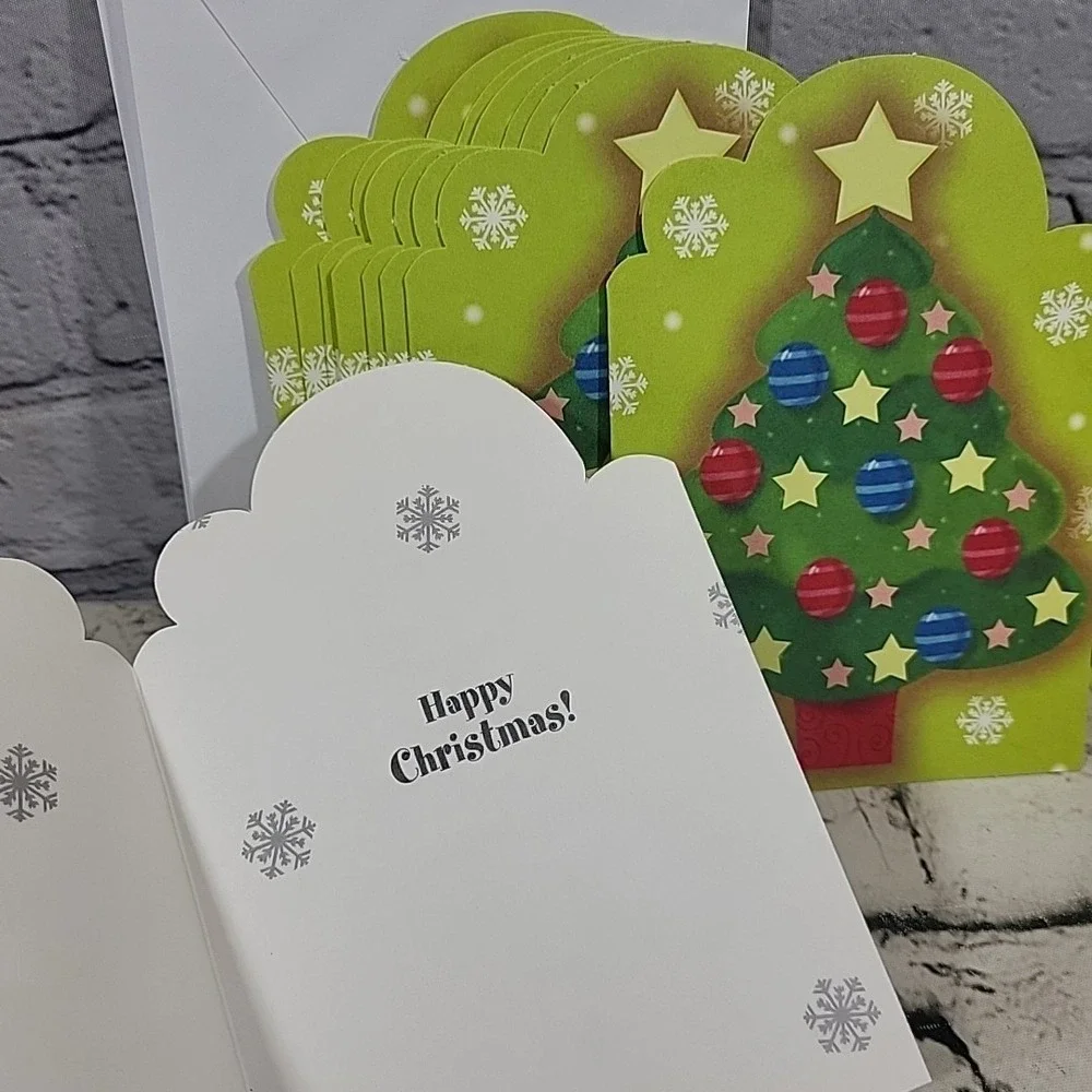 Snow Brights Christmas Cards Gumdrop Tree‎ Matching Lot Of 10 With Envelopes
